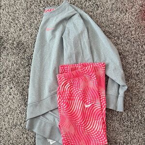 Nike Heather Gray Sweatshirt and Vibrant Pink Leggings